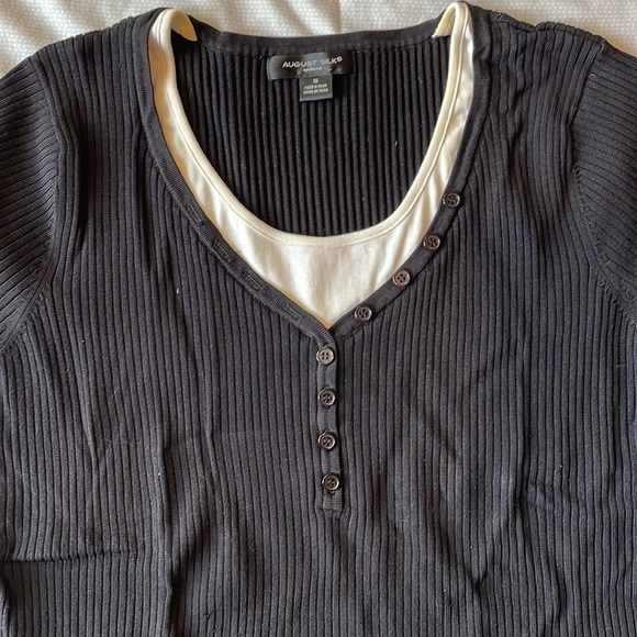 August Silk Woman short sleeve ribbed top - Picture 3 of 9